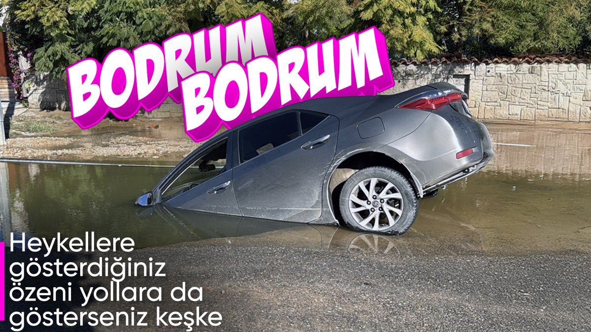 Bodrum’da yine isale hattı patladı: Aracıyla çukura düştü